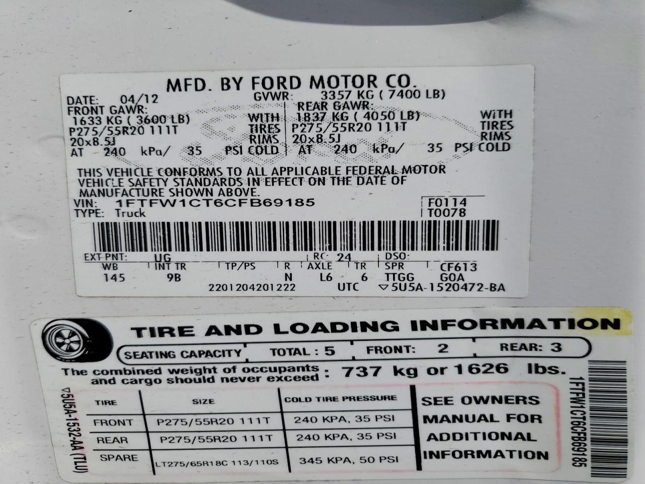 2012 Ford F150 Supercrew