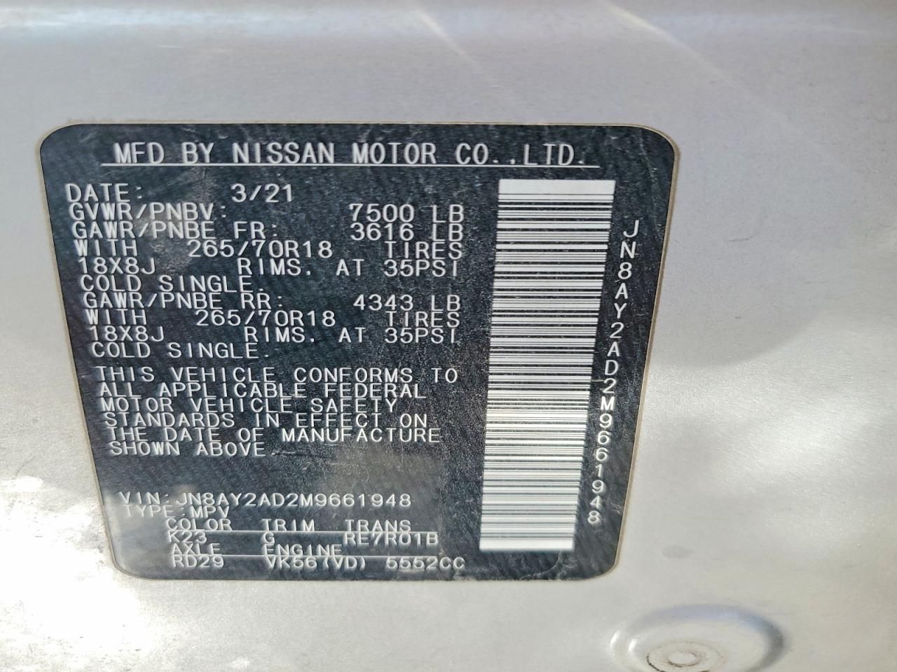 2021 Nissan Armada sv