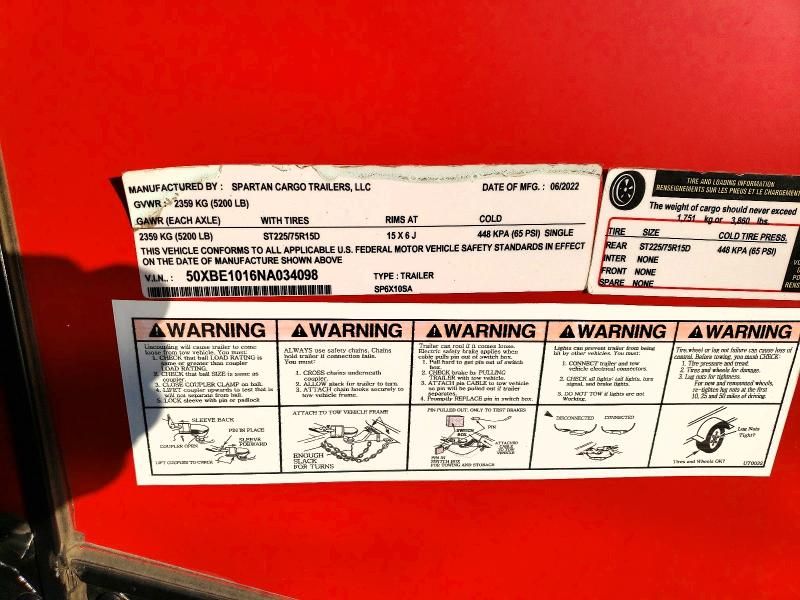 2022 Spartan Cargo SP610SA Enclosed Cargo Trailer