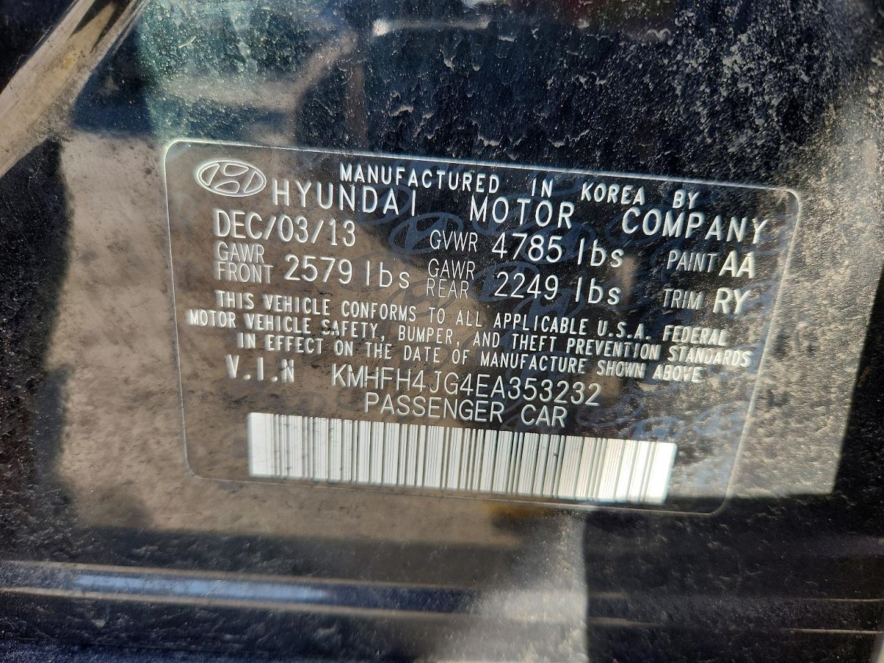 2014 Hyundai Azera gls