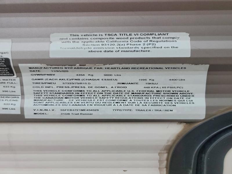 2021 Heartland Trail Runner 31DB Camper