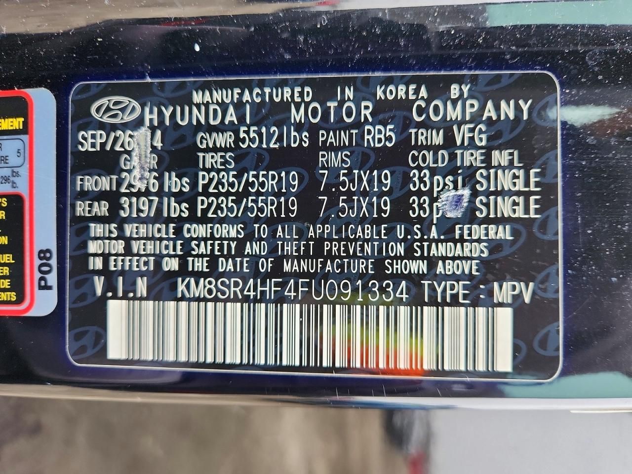 2015 Hyundai Santa fe gls