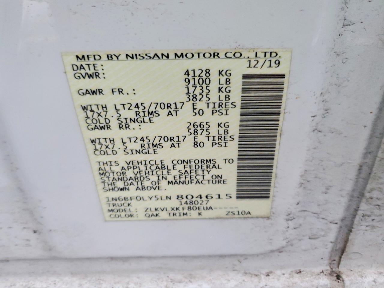 2020 Niss AN NV 2500 Delivery Van