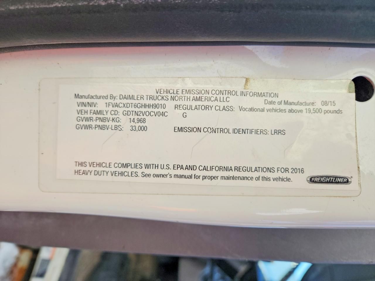 2016 Freightliner Business Class M2 Semi Truck