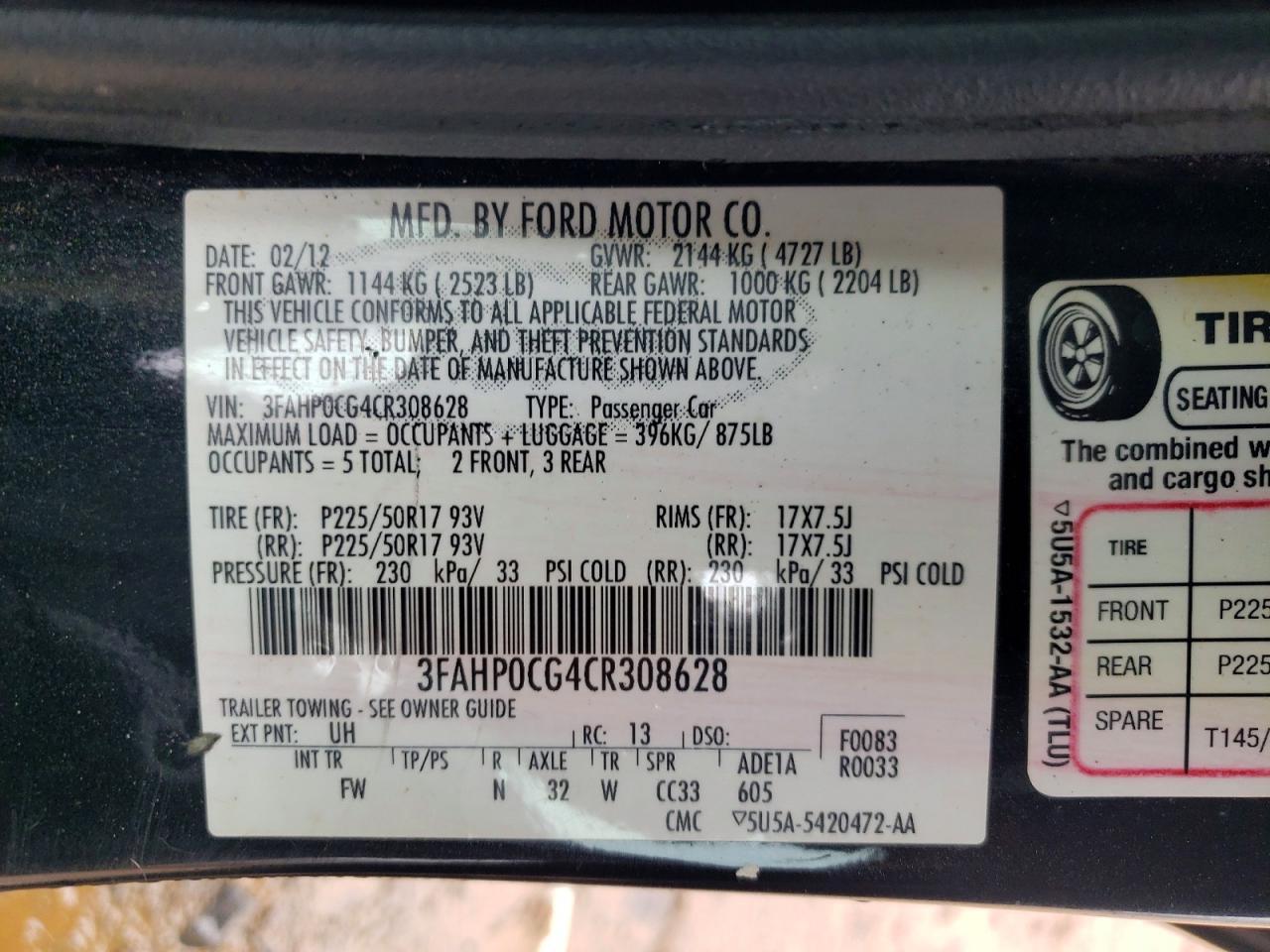 2012 Ford Fusion sel