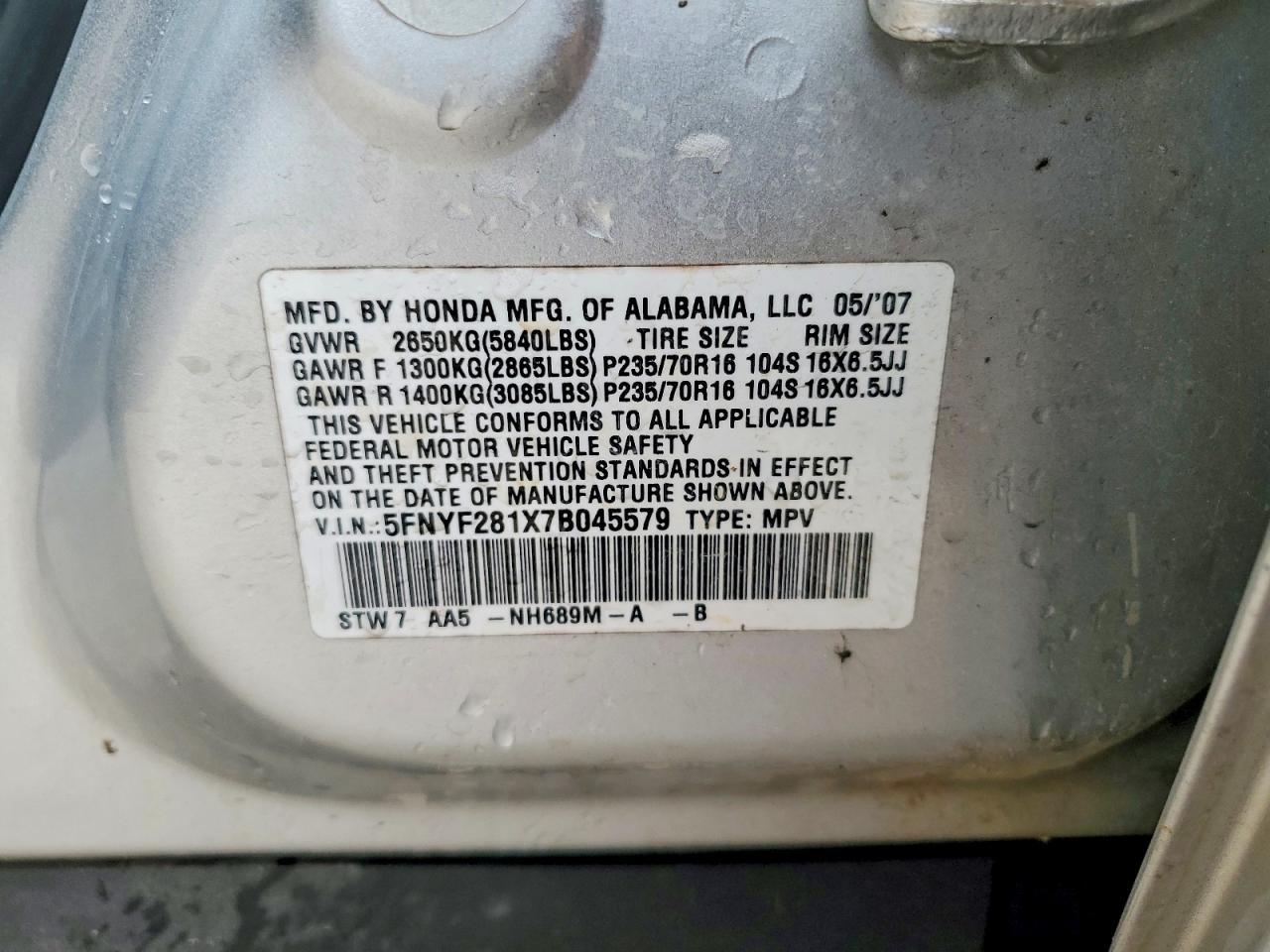 2007 Honda Pilot lx