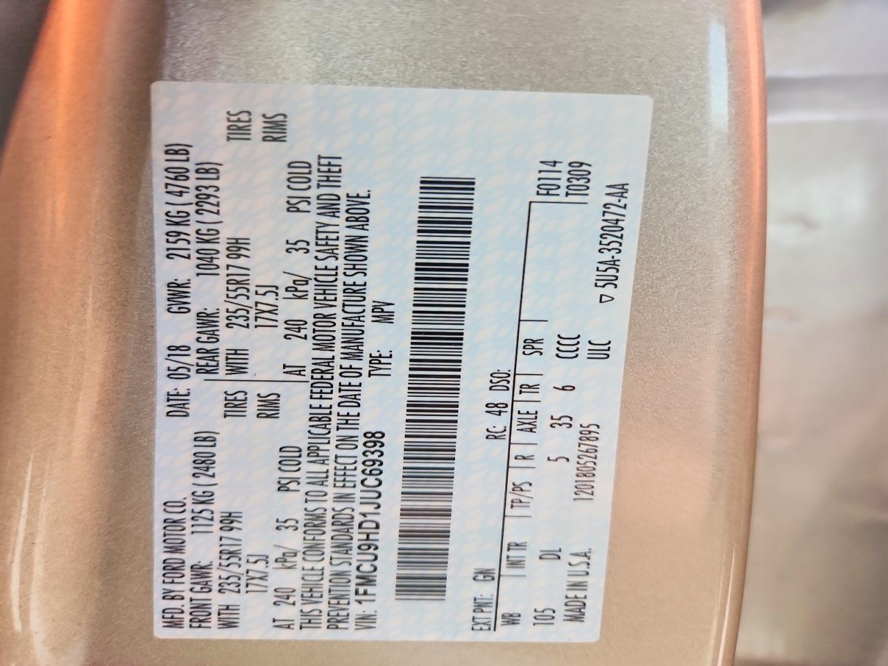 2018 Ford Escape sel