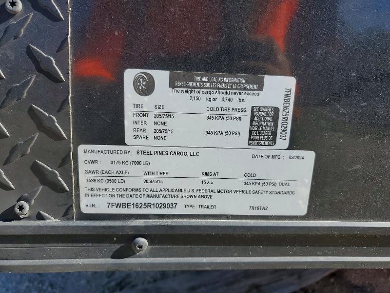 2024 Stee 2025 Steel Pines Cargo 7X16TA2 Enclosed Cargo Trai