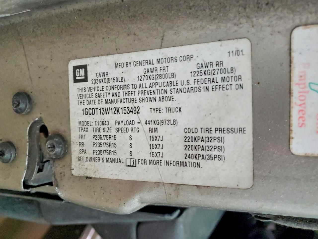 2002 Chevrolet S Truck S10