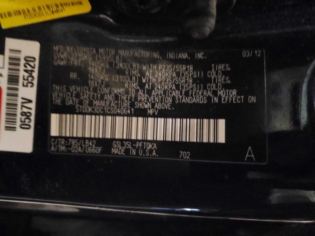 2012 Toyota Sienna xle