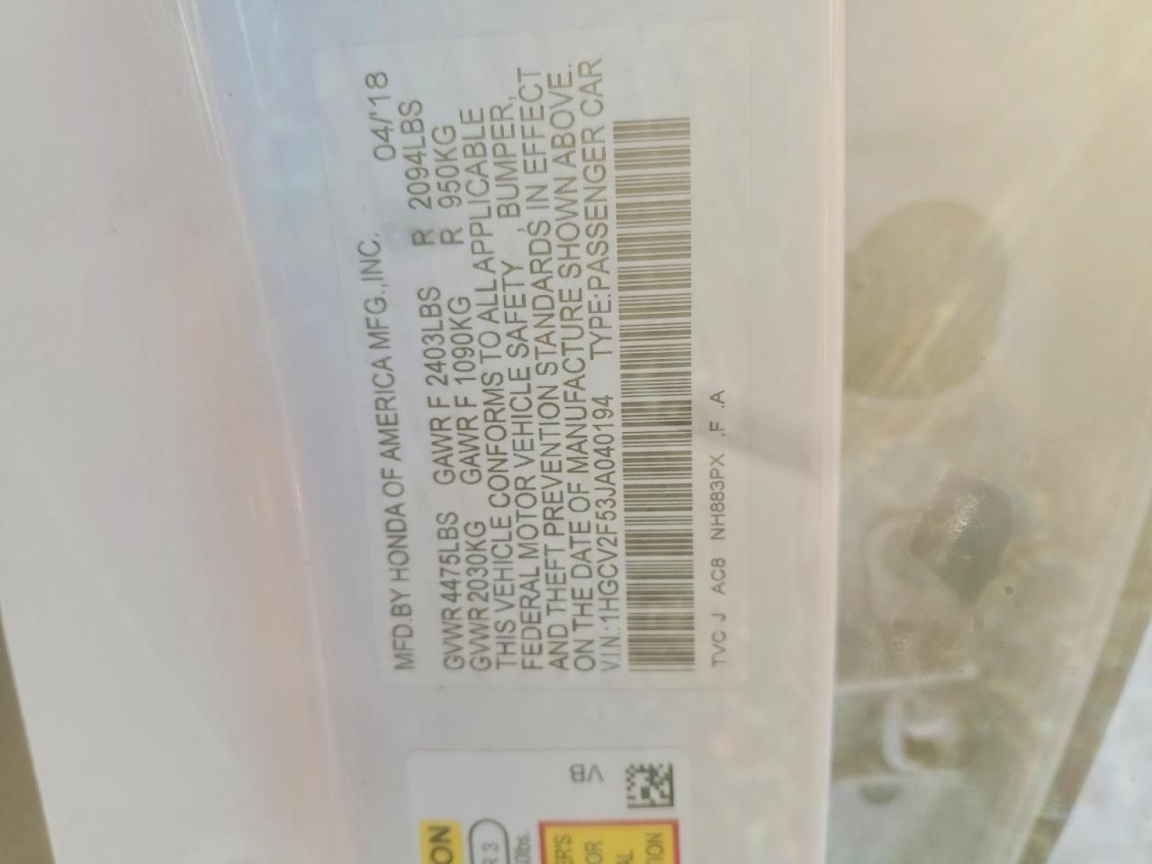 2018 Honda Accord exl