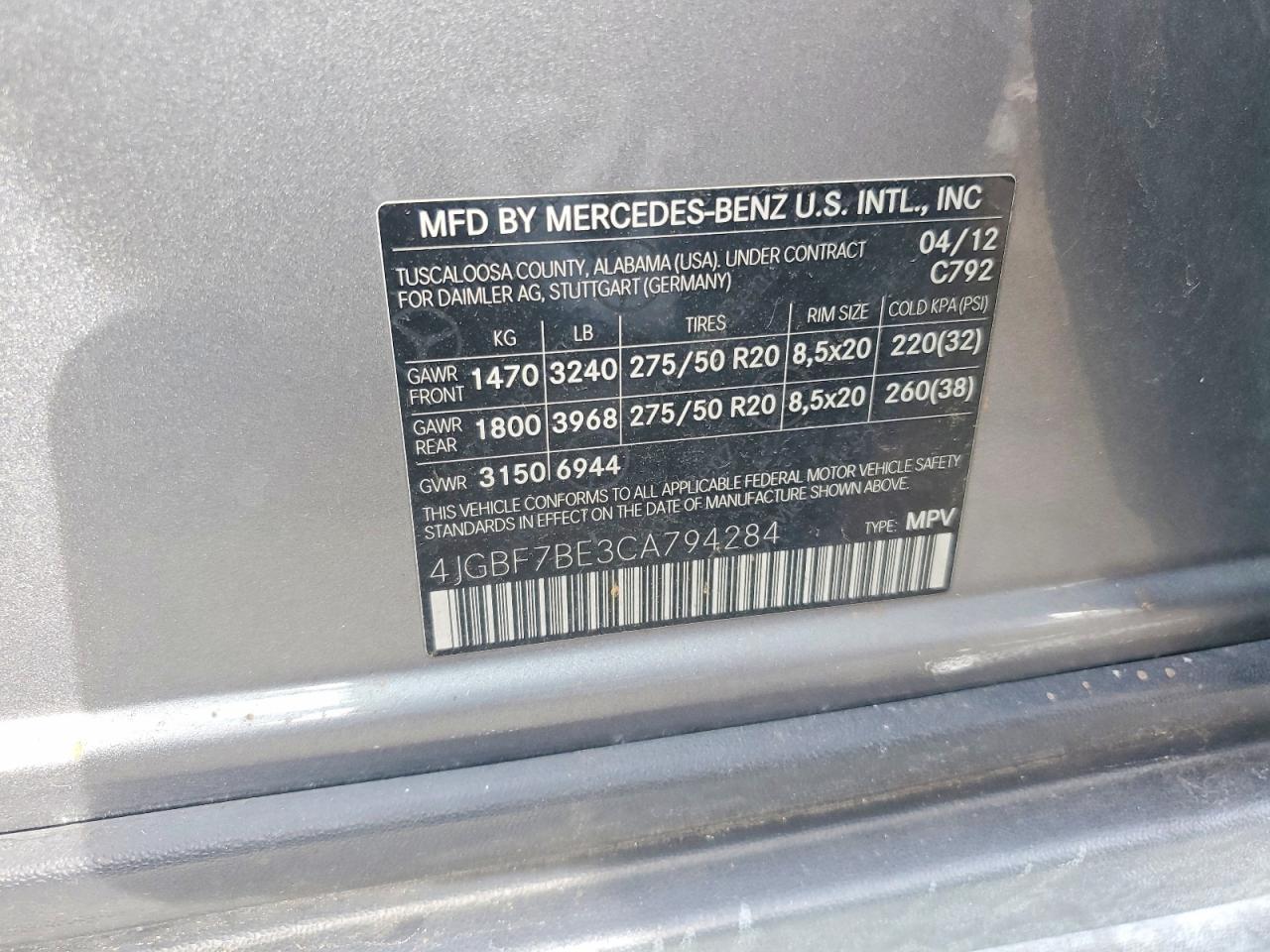 2012 Mercedes-Benz Gl 450 4matic
