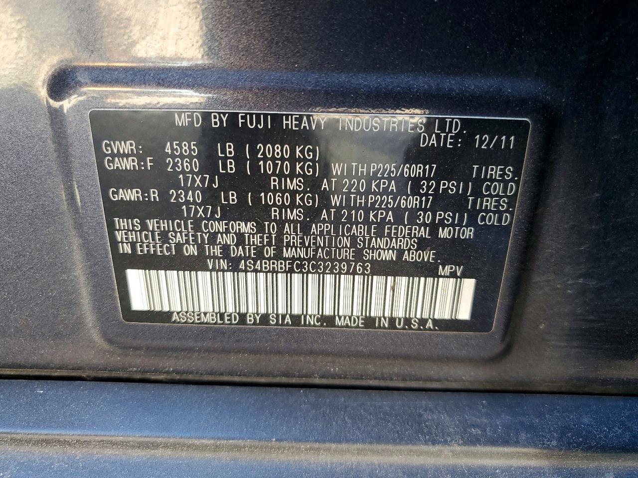 2012 Subaru Outback 2.5i Premium