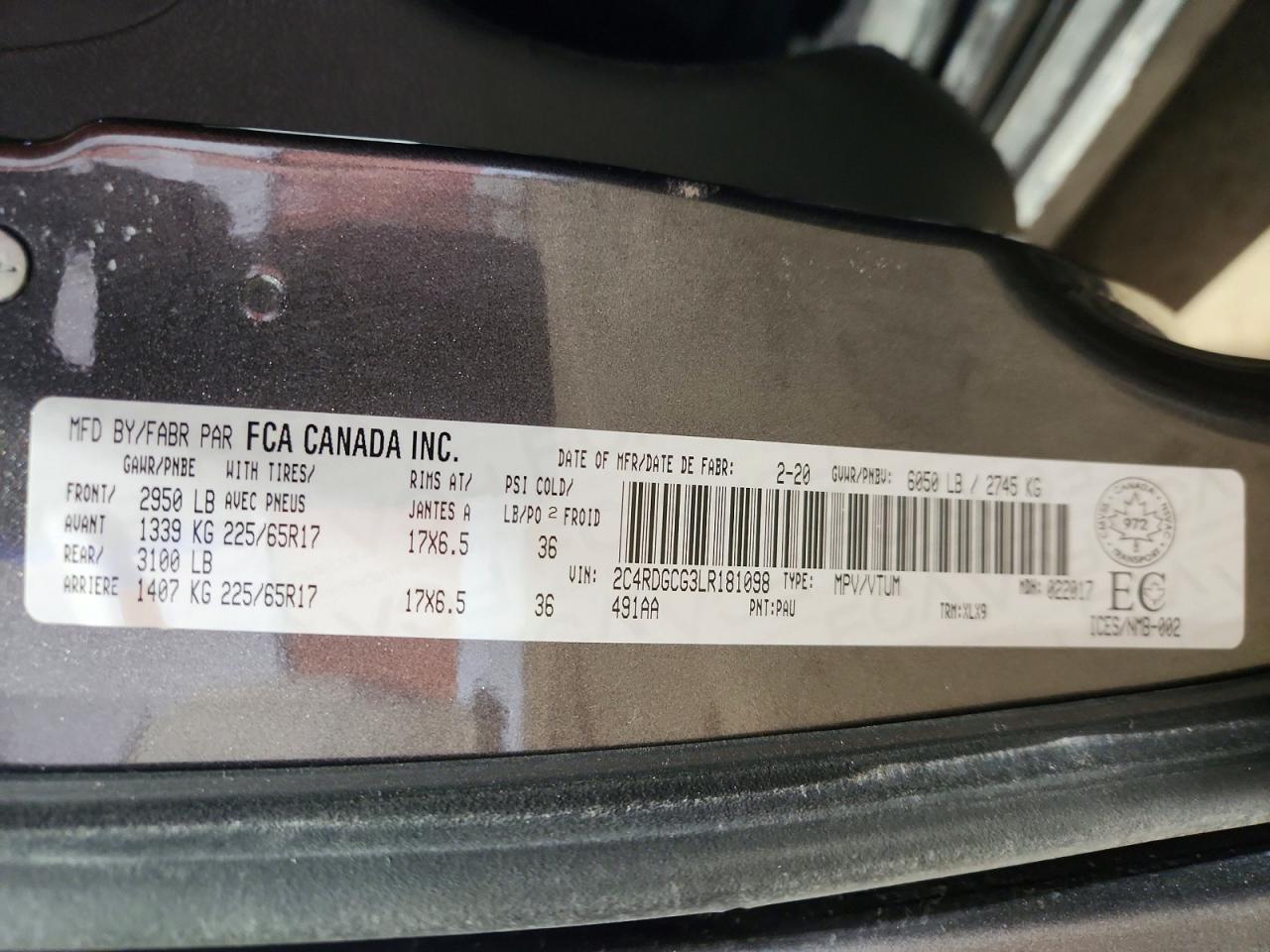 2020 Dodge Grand Caravan sxt