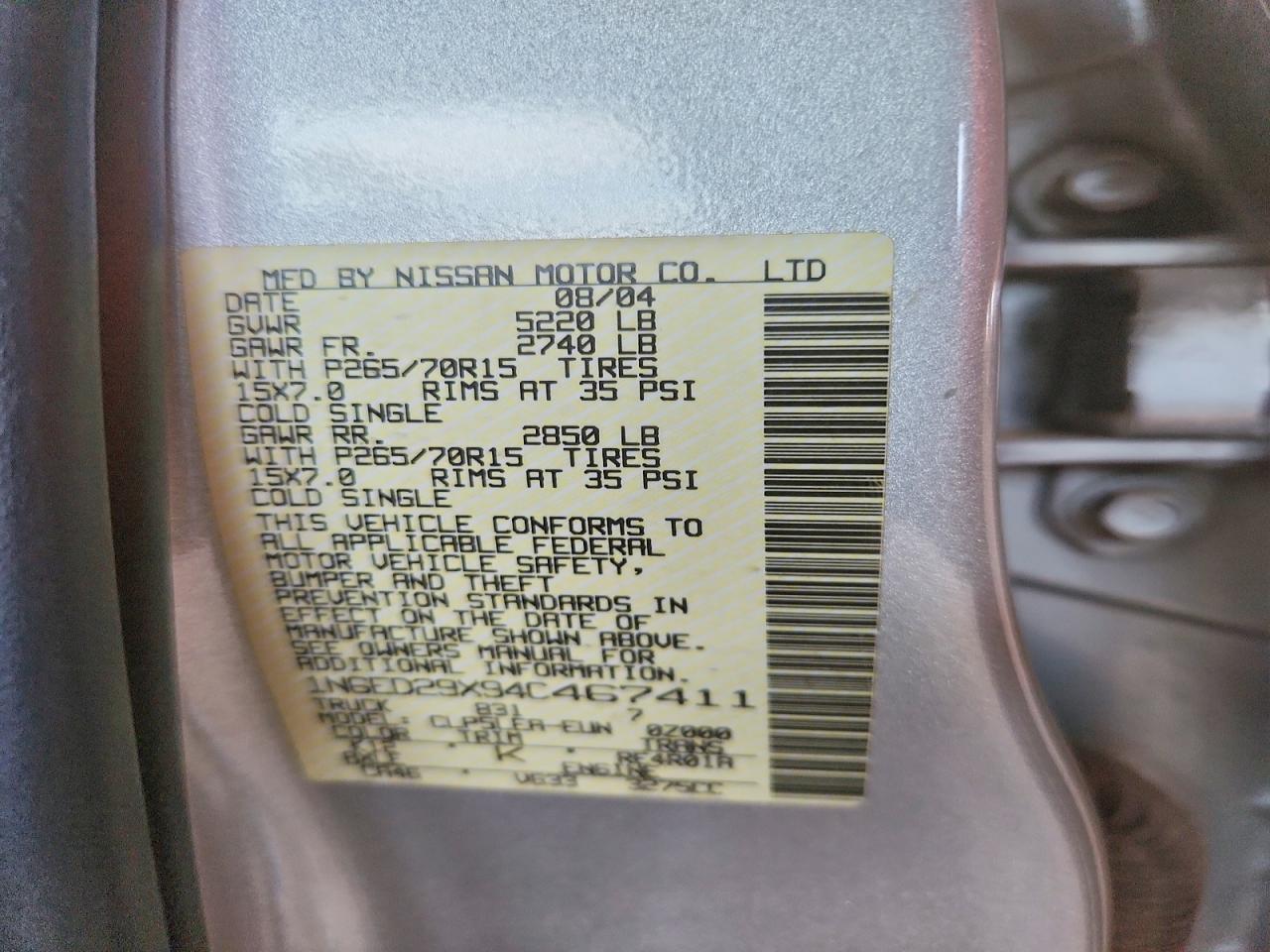 2004 Nissan Frontier Xe-v6