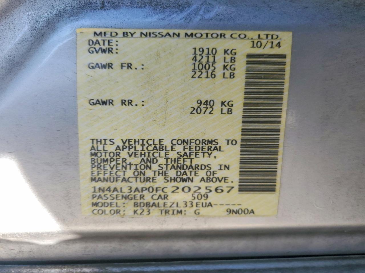 2015 Nissan Altima 2.5