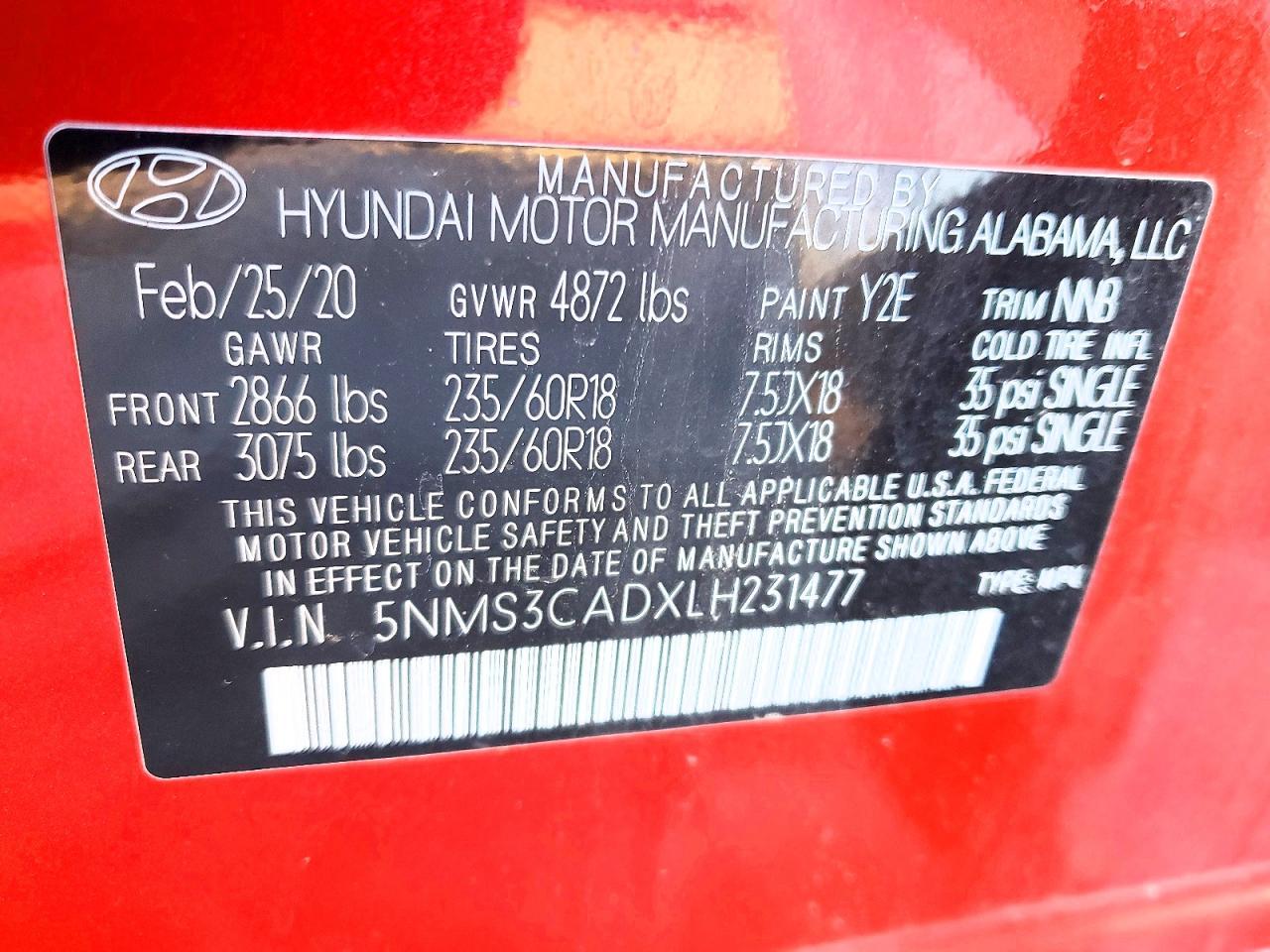 2020 Hyundai Santa fe sel