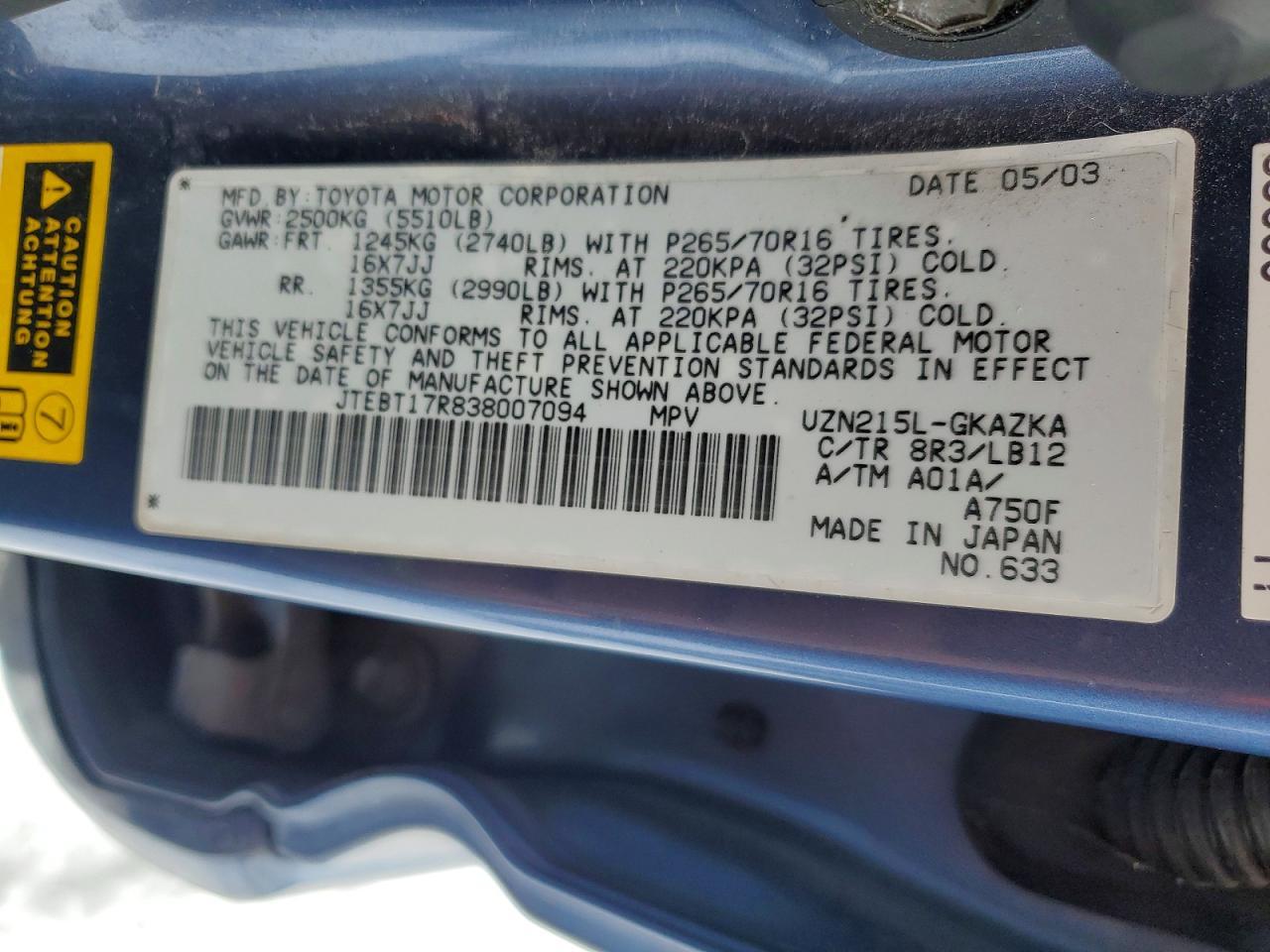 2003 Toyota 4runner Limited