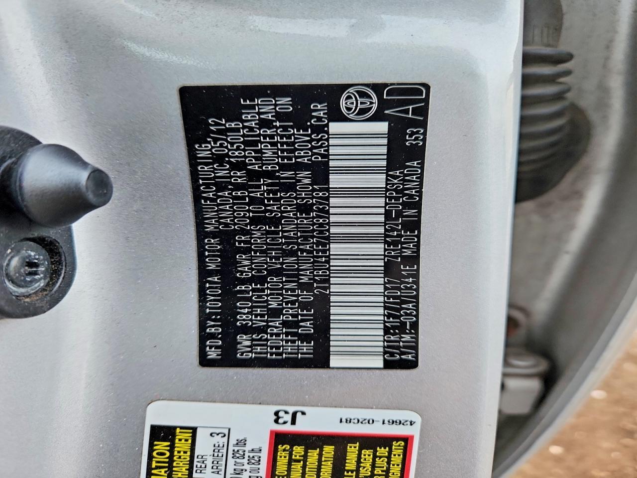 2012 Toyota Corolla Base