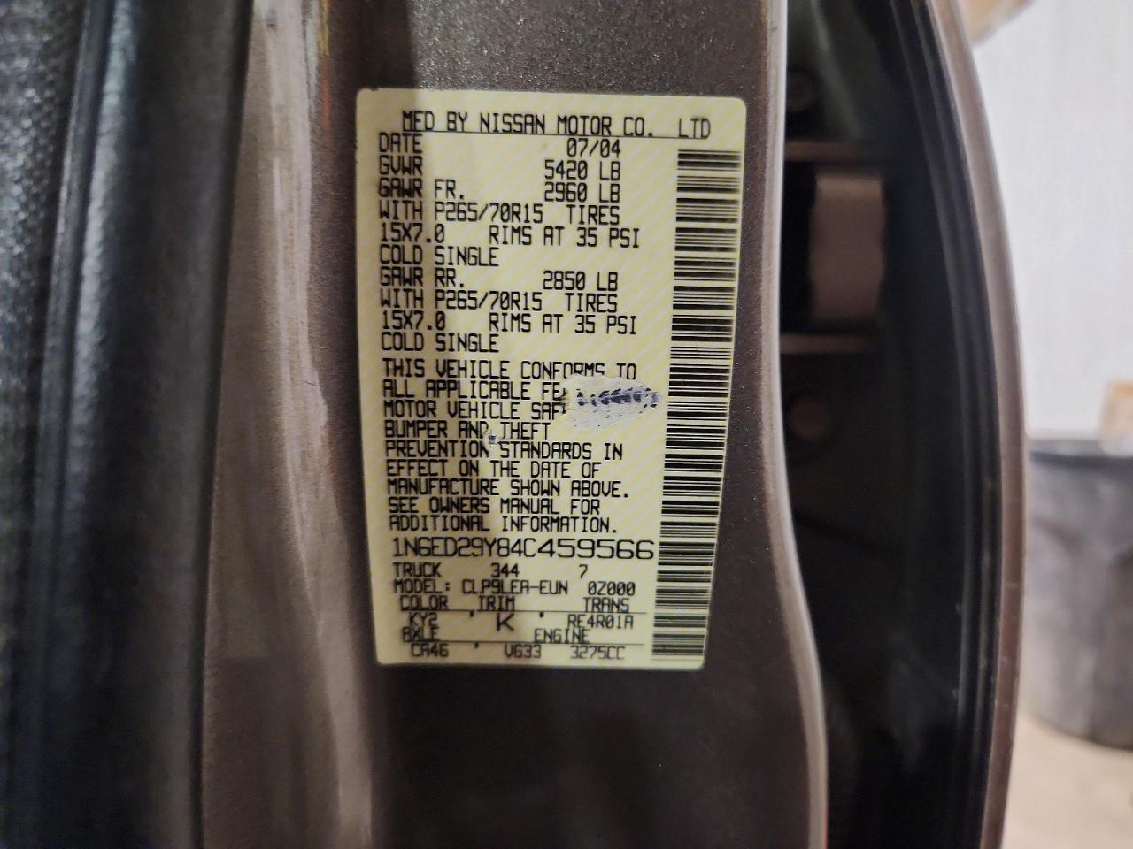 2004 Nissan Frontier XE-V6