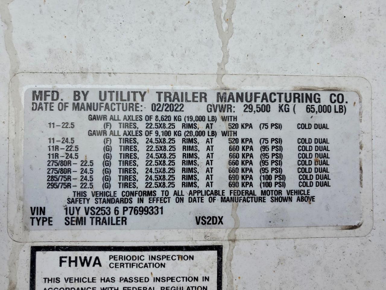 2023 Utility VS2DX DRY Van Trailer