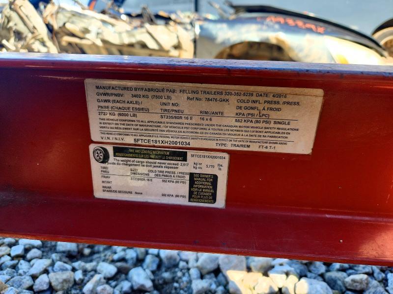 2017 Felling FT-6 T-1 Tilt Deck Equipment Trailer