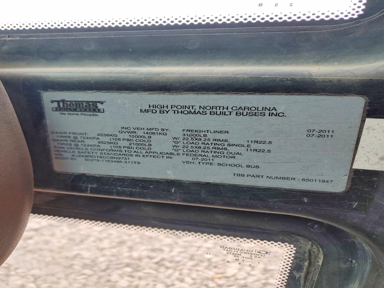 2012 Freightliner Chassis B2-School Bus