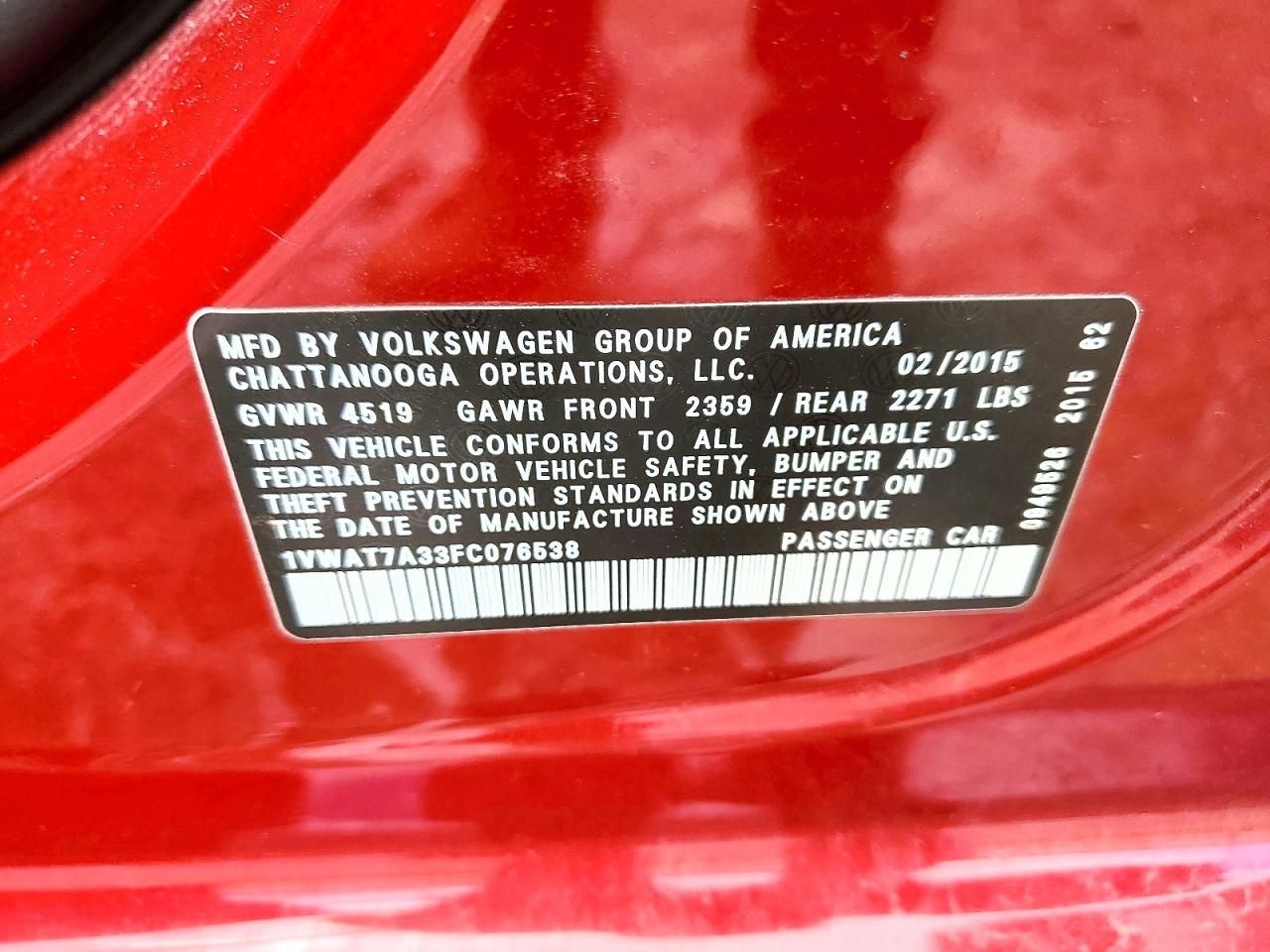 2015 Volkswagen Passat s