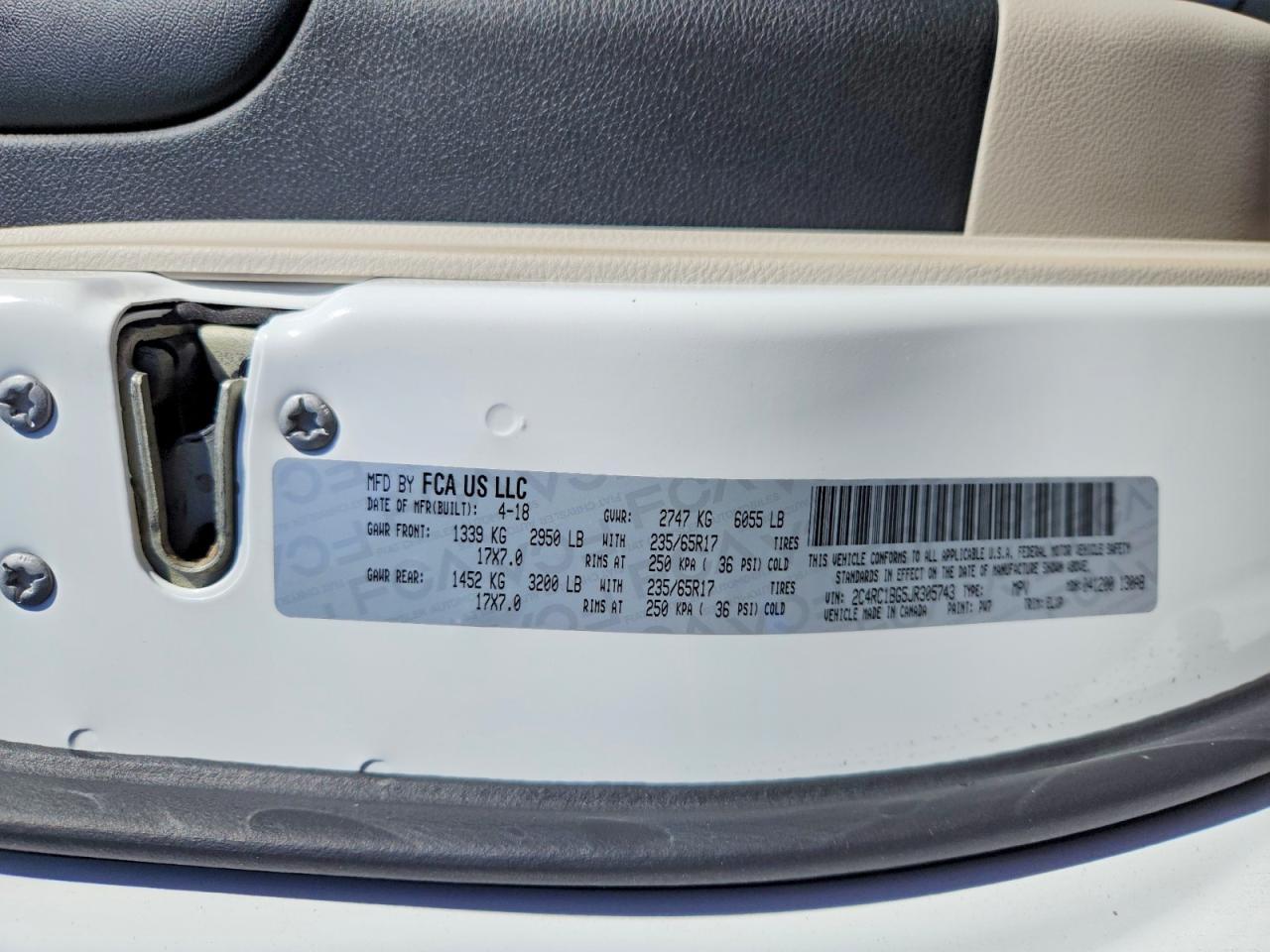 2018 Chrysler Pacifica Touring l