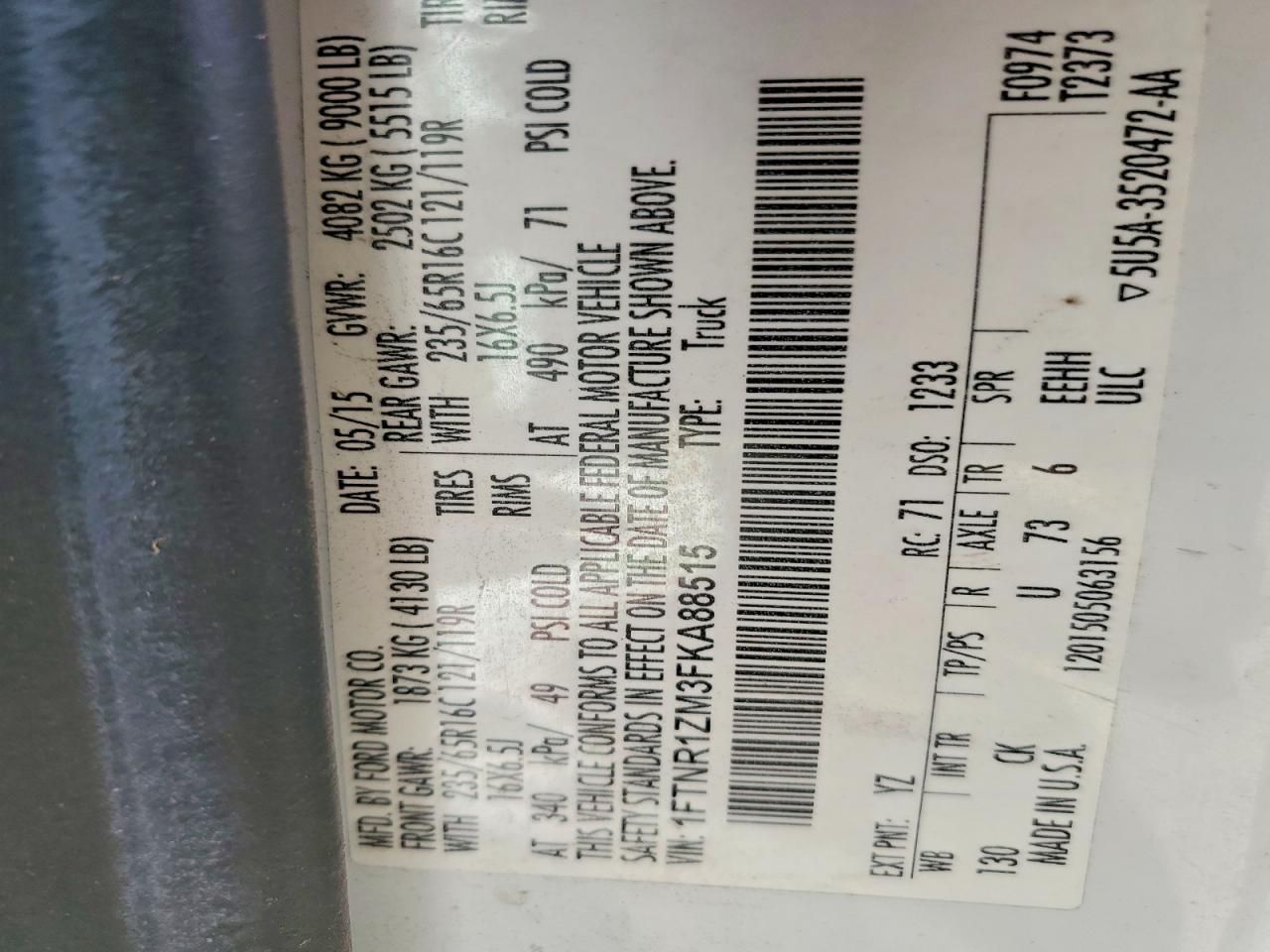 2015 Ford Transit 250 Utility / Service van