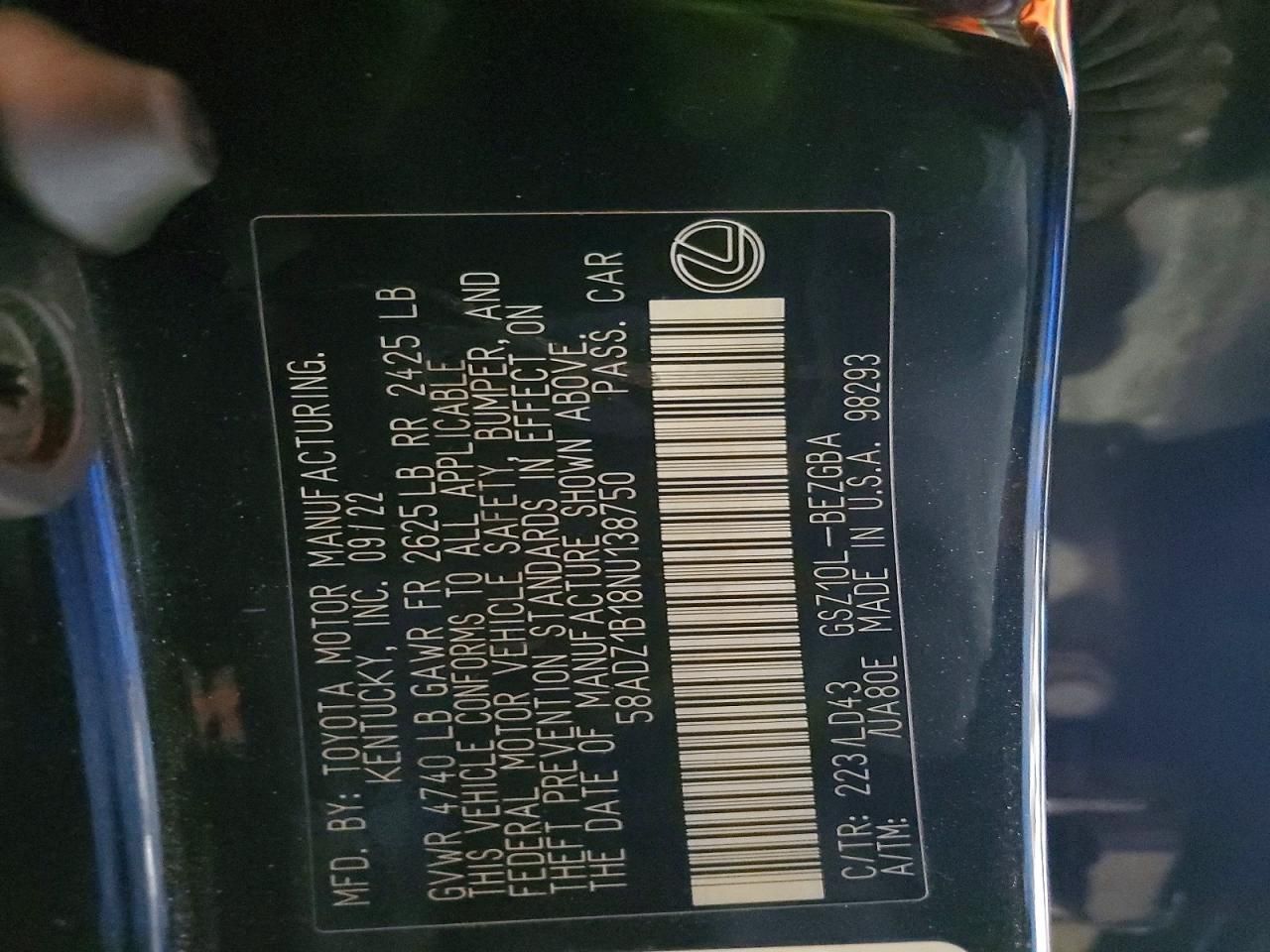 2022 Lexus Es 350 Base