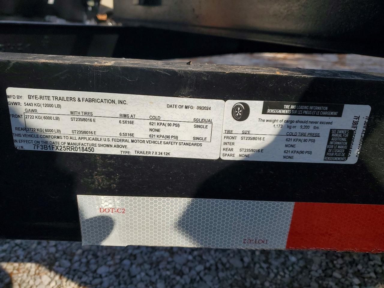 2024 Bye Rite 2025 BYE Rite 7X24 12K Equipment Trailer