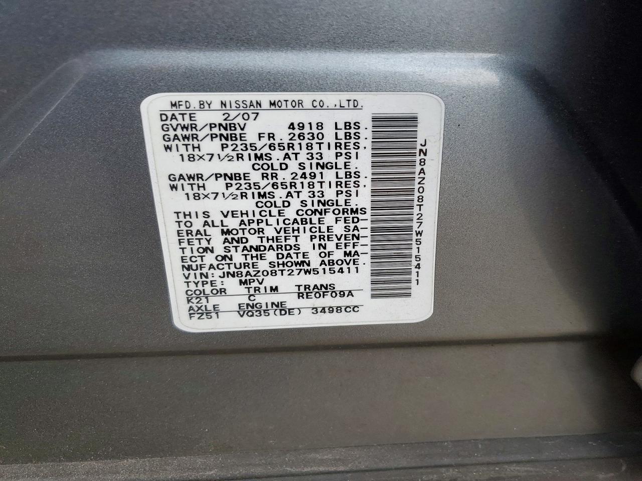 2007 Niss Murano s