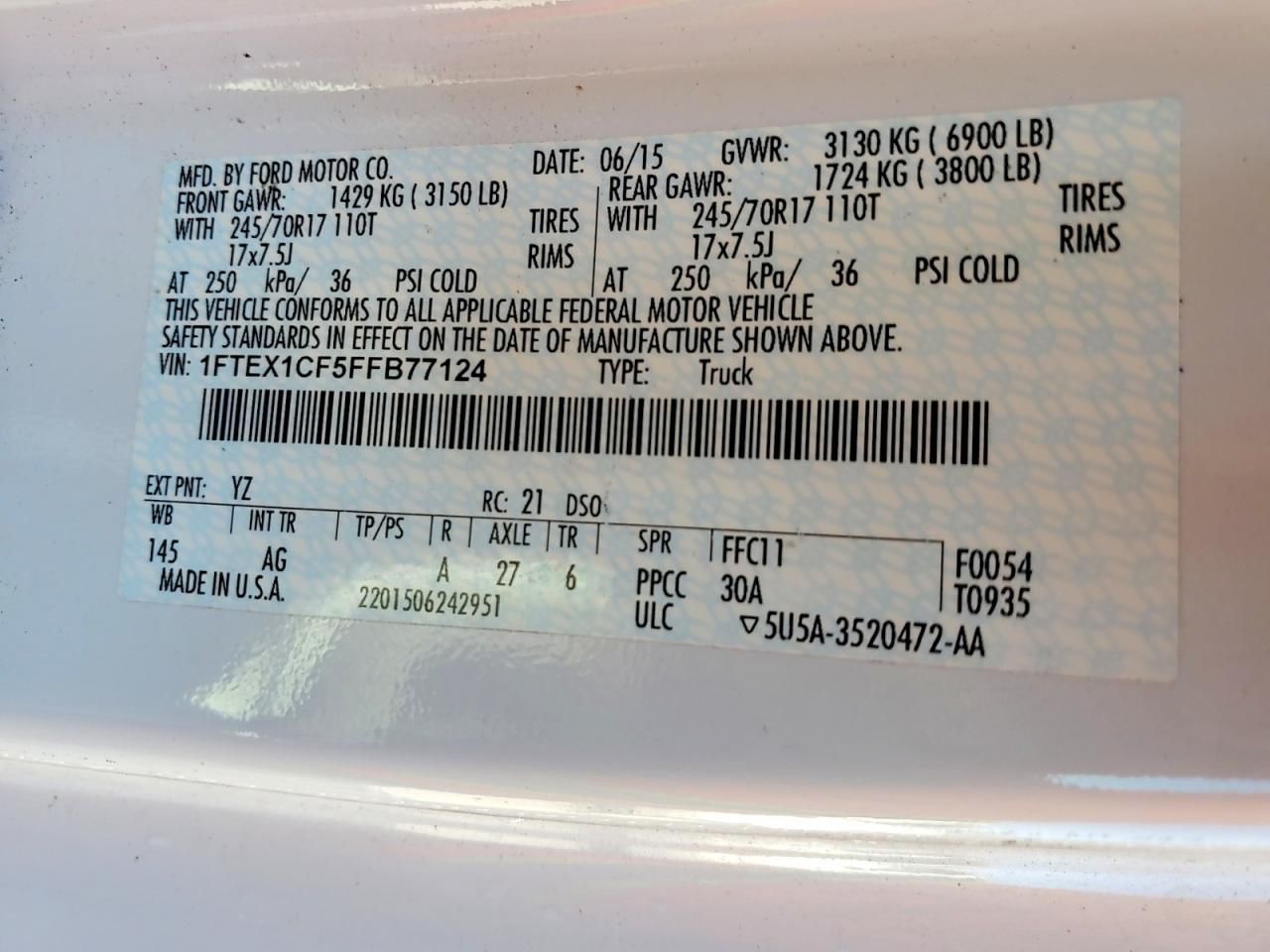 2015 Ford F150 Super Cab