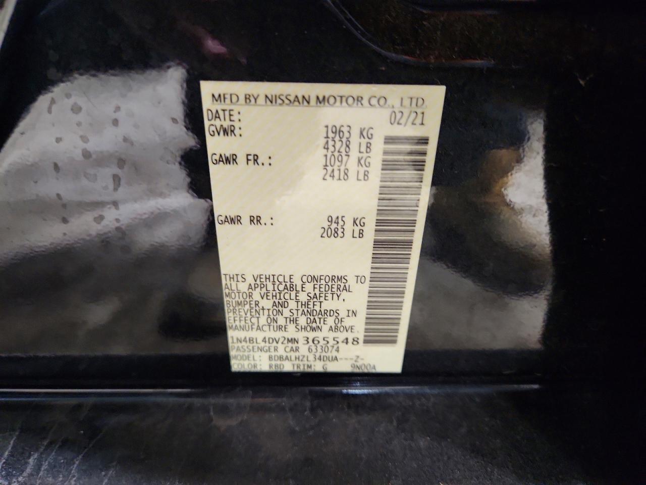 2021 Nissan Altima 2.5 sv