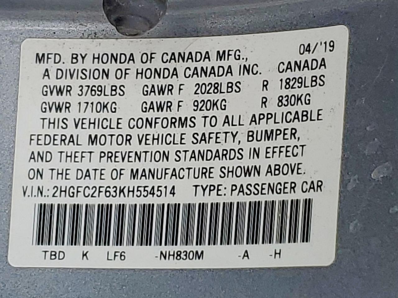 2019 Honda Civic lx