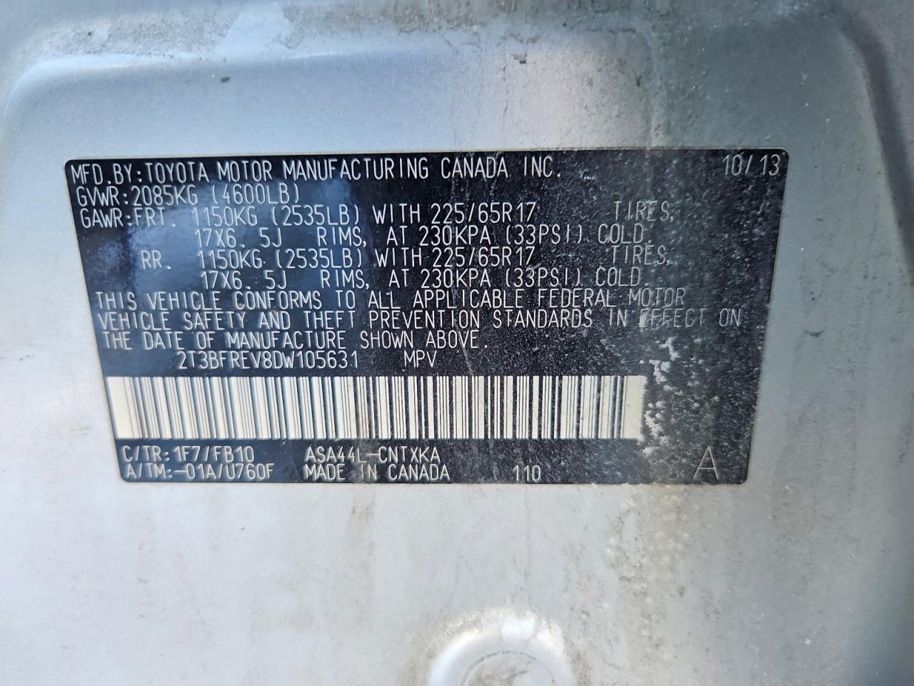 2013 Toyota Rav4 le