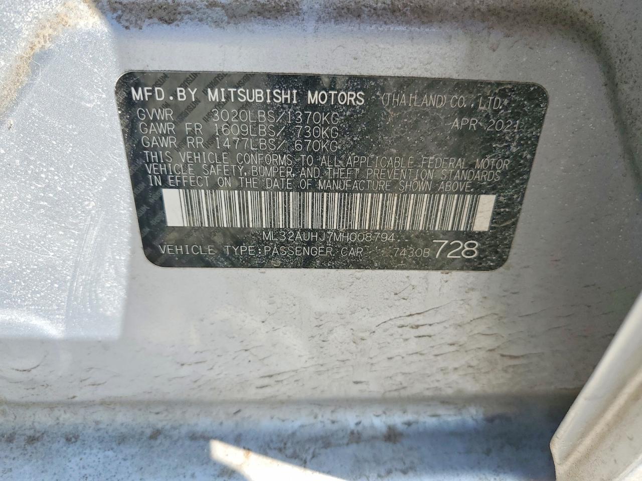 2021 Mitsubishi Mirage es
