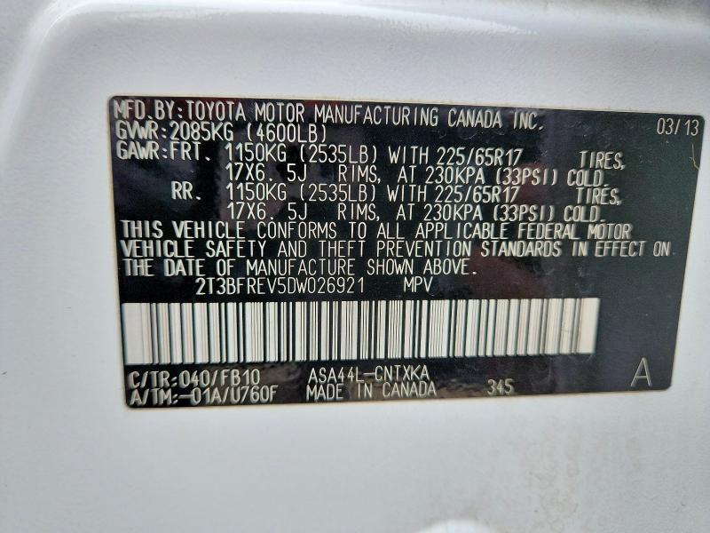 2013 Toyota Rav4 le