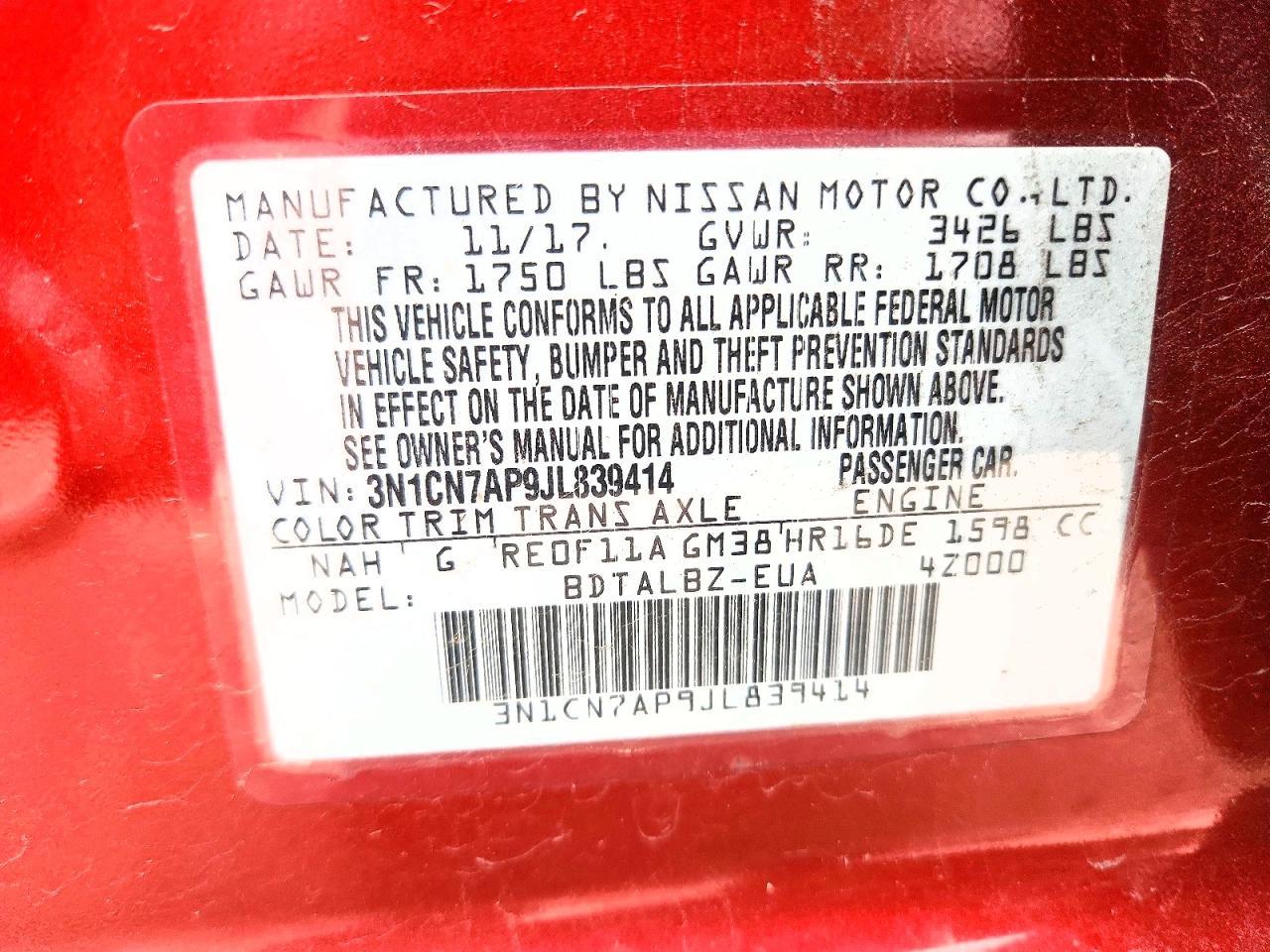 2018 Nissan Versa s