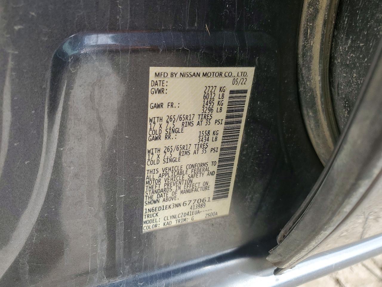 2022 Nissan Frontier s