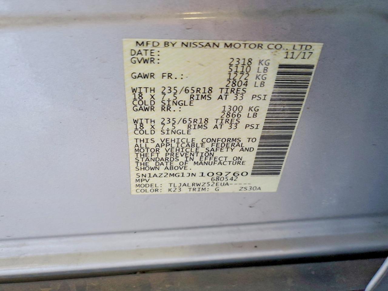 2018 Nissan Murano s