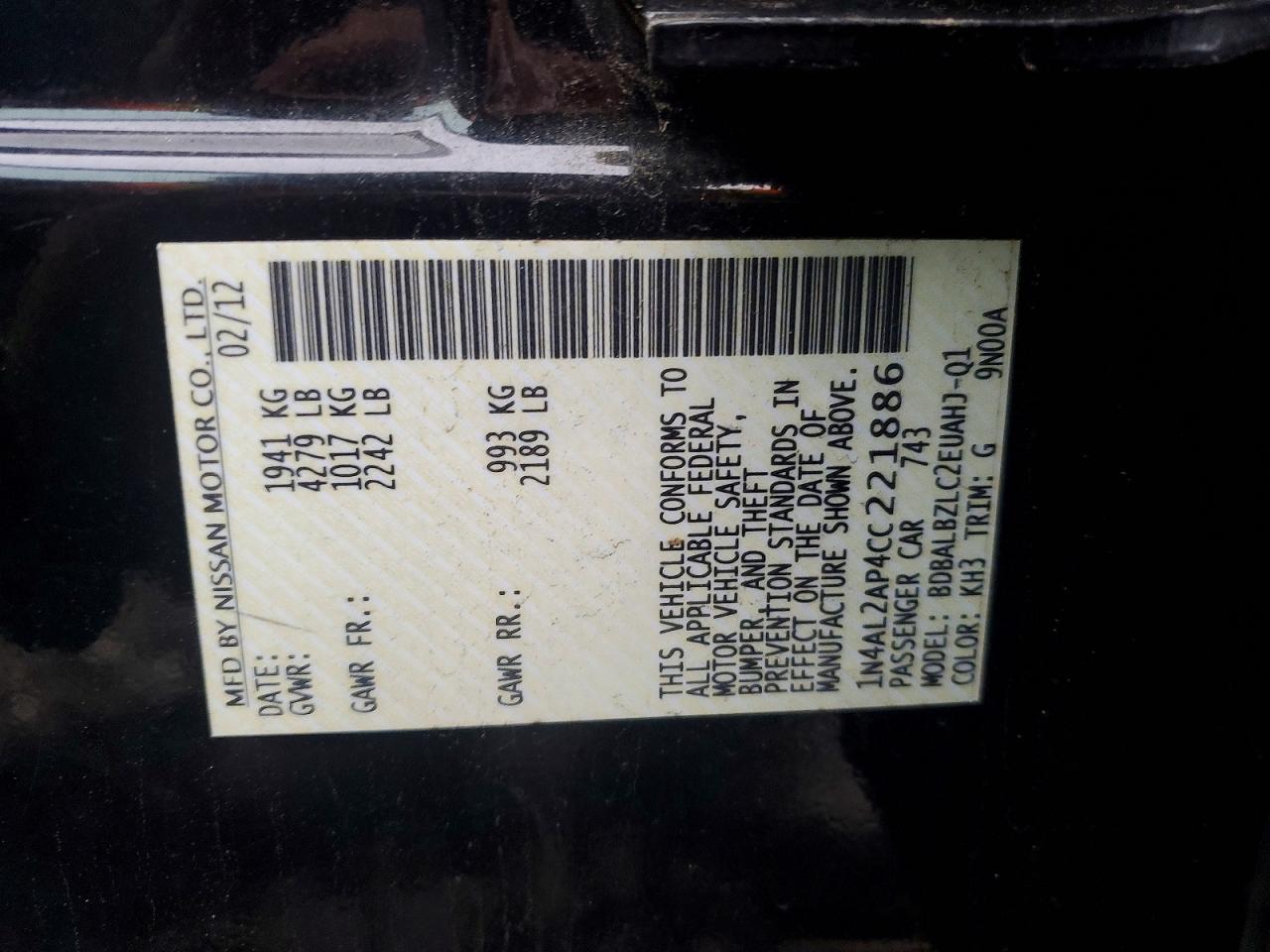 2012 Nissan Altima Base