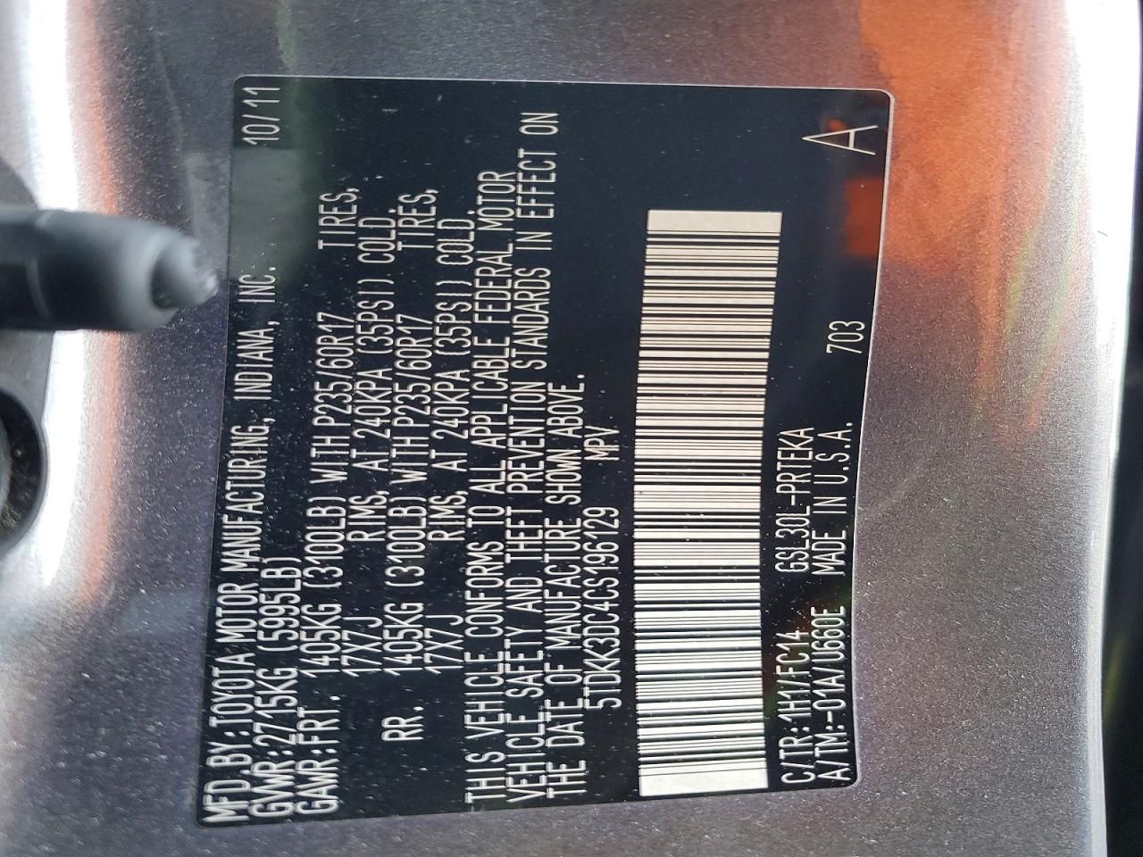 2012 Toyota Sienna le