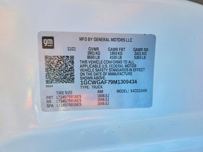 2021 Chev Rolet Express 2500 Cargo Utility / Service Van