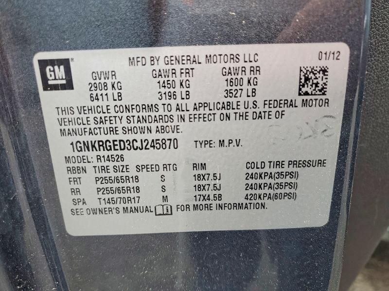 2012 Chevrolet Traverse lt