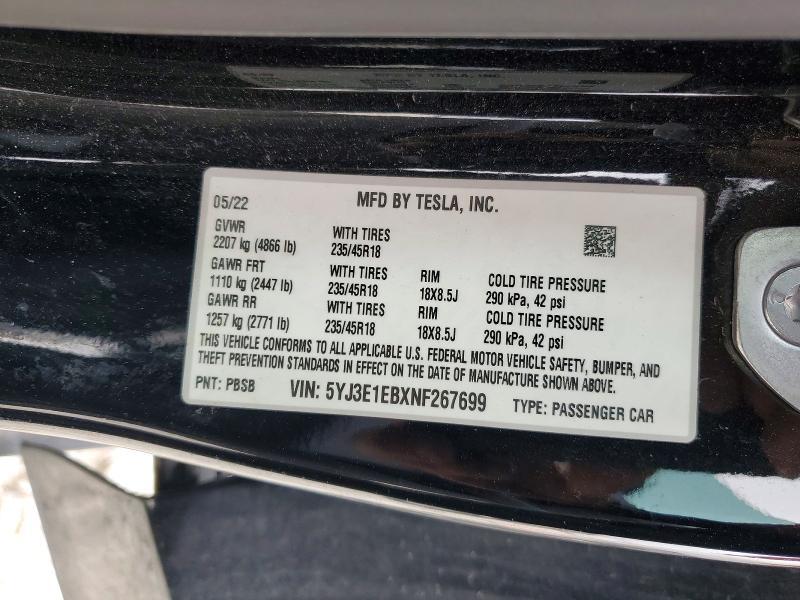 2022 Tesla Model 3