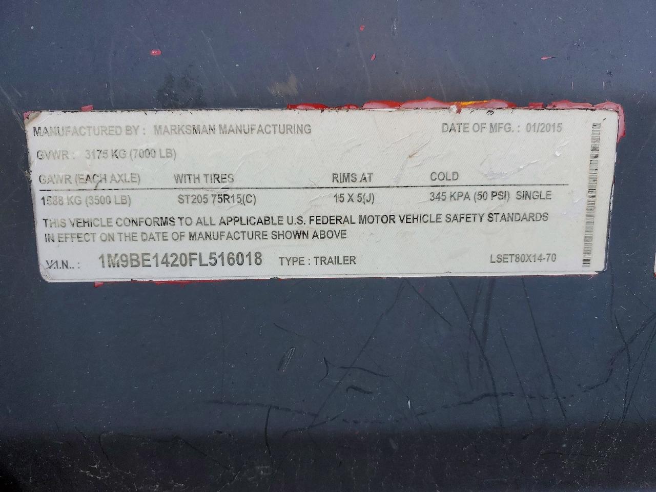 2015 Mhuc 2015 Marksman Manufacturer LSET80X14-70 Utility TR