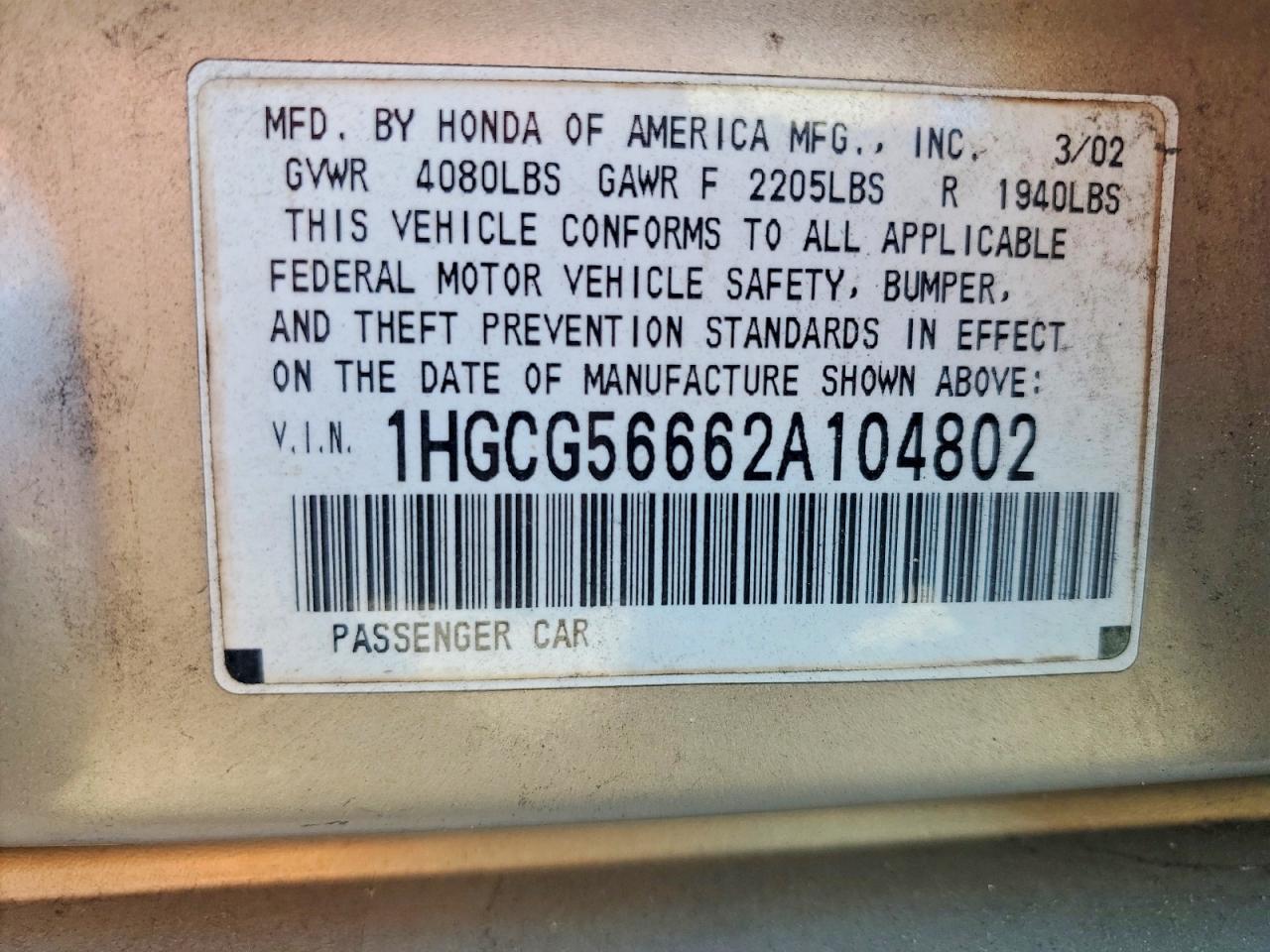 2002 Honda Accord ex