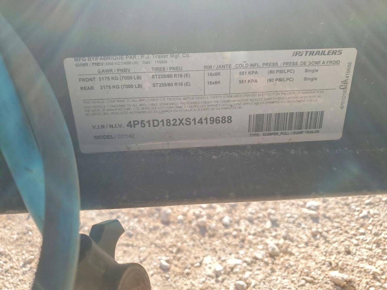 2025 PJ D7142 Dump Trailer